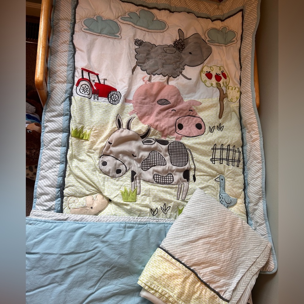 Farm animals crib set